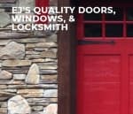 Branding banner for EJ's Quality Door, Window, & Lock Smith Services